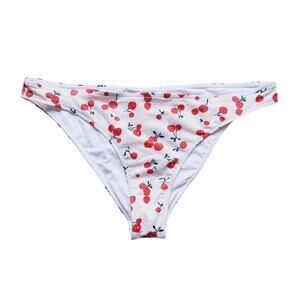 NWT HVN Harley Swim Cherry Girl Bikini Bottoms Large White Y2K Retro Fruit Print